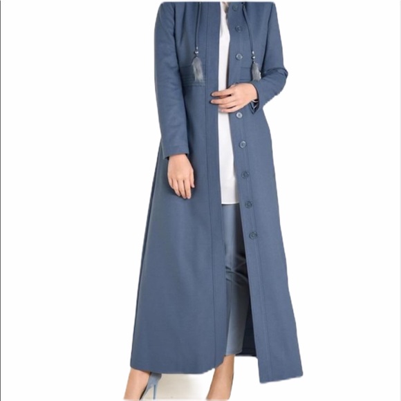 NWOT Alvina woman topcoat abaya dress sz 44 blue - Picture 2 of 8